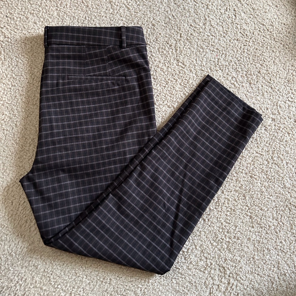 LOFT High Waist Skinny Plaid Pants
